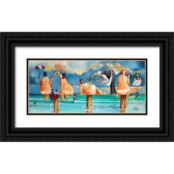 West, Ronald 14x9 Black Ornate Wood Framed with Double Matting Museum Art Print Titled - Ladies Afternoon II