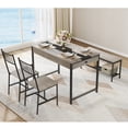 thumbnail image 3 of Space-Saving Dining Table Set for 4 – Rectangular Kitchen Table with 2 Chairs, 1 Bench, Double-Sided Storage Drawers & Rack – Farmhouse Breakfast Nook Furniture for Dining Room or Kitchen – Grey, 3 of 7