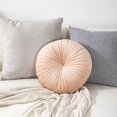 thumbnail image 2 of Pure Color Quilted Round Pumpkin Throw Pillow Cushion Sofa Lumbar Pillow Decorative Pillow (Buttonless Shrimp Powder, 40CM8CM), 2 of 6