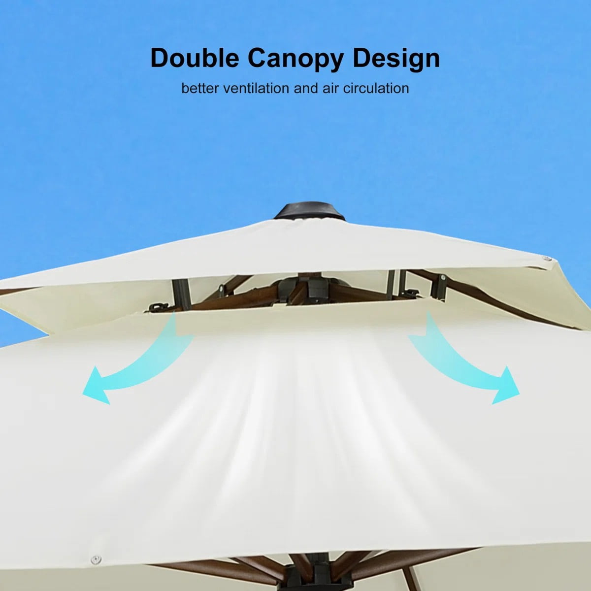 PURPLE LEAF OUTDOOR 10' x 13' Rectangle Cantilever Umbrella with Base Patio Umbrellas Wood Grain Pool Umbrella Large Umbrella for Patio, Cream