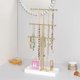 thumbnail image 3 of Rose Gold 3-Layer T-Shaped Jewelry Rack Removable Solid Wood Base Ring Storage Box Earring Necklaces Rings Jewelry Box, 3 of 5