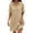 Khaki, variant on Shirt Dresses for Women Short Sleeve V Neck Solid Color Sundresses Summer Vacation Mini Dresses, S-2XL