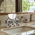 thumbnail image 5 of COEQINE Tissue Box Cover PU Leather Rectangular Napkin Tissues Organizer Napkin Tissue Dispenser for Kitchen Bathroom Bedroom Office Car Home Decor, American Tribal Cow Print Retro, 5 of 7