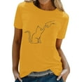 thumbnail image 1 of WEAIXIMIUNG Valentine's Day Womens Spring Summer Cats Printed Short Sleeve O Neck T Shirt Top, 1 of 5