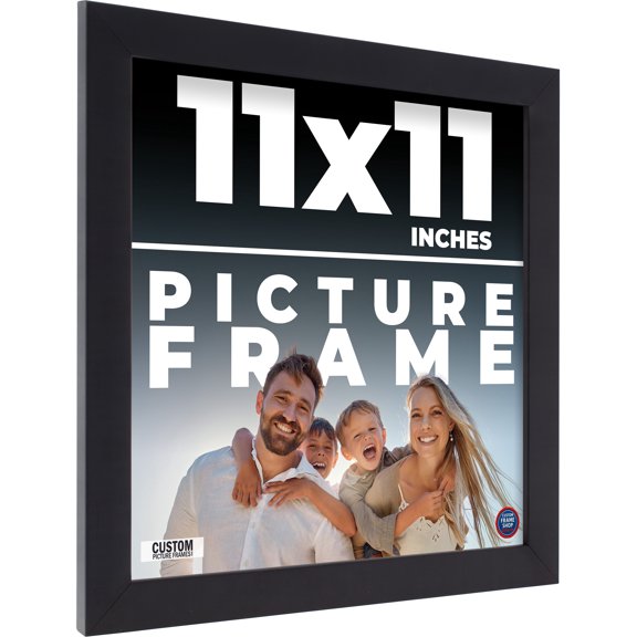 11x11 Frame Black Real Wood Picture Frame Width 0.75 inches | Interior Frame Depth 0.5 inches |