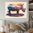 thumbnail image 2 of Designart Double Exposure Of A Rhino With African Landscape Canvas Wall Art, 2 of 5