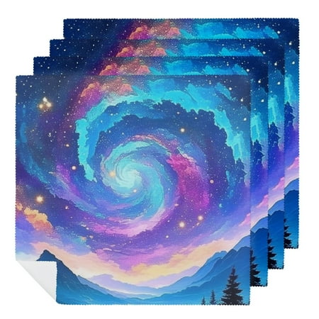 

FACANNAP Galaxy Trees Mountains Cloth Napkins Hotel Home Banquet Atmosphere Embellishment Polyester Home Decor Dinner Napkin for Dining Table Kitchen Party Housewarming Farmhouse Decor 6 PCS