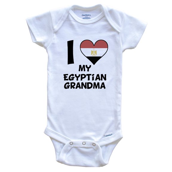 I Heart My Egyptian Grandma Egypt Flag Baby Bodysuit, 0-3 Months White