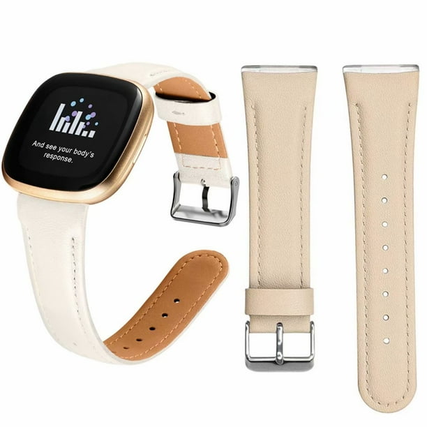 Compatible with Fitbit Sense/Fitbit Versa 3 Band Leather Genuine Soft