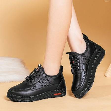 

NEGJ Women Solid Color Flat Warm Casual Shoes Fashion Soft Sole Ladies Non Slip Waterproof Casual Shoes