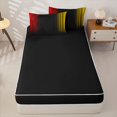 thumbnail image 4 of Erosebridal Minimalist Modern Zipper Full Size Comforter Sets with Fitted Sheet and 2 Pillowcases,Gradient Striped Print Zipper Bedding Set,Red Gold Black,Black Reversible, 4 of 6