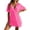 #044-Hot Pink, variant on Beach Cover Up for Women, Solid Color V-Neck Waist-Tie Bikini Cover Up with Sun Protection, Lightweight Summer Dress for Beach Vacation and Outdoor Activities