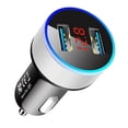 thumbnail image 3 of Adaptador de cargador para coche, accesorios portátiles para automóvil con voltímetro LED y puertos USB duales. Plata, 3 of 8