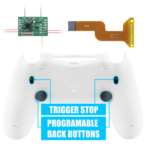 eXtremeRate White Dawn 2.0 FlashShot Trigger Stop Kit for CUH-ZCT2 Controller, Upgrade Board & Redesigned Back Shell & Back Buttons Trigger Lock for ps4 Controller JDM 040/050/055 - Walmart.com