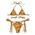 thumbnail image 1 of Knotted String Triangle Bikini High Cut Cheeky Bikini Set Women's Floral Printed Swimsuit, 1 of 5