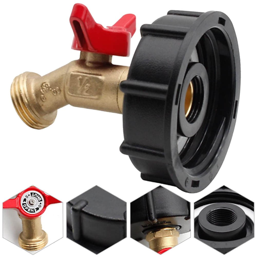 275-330 Gallon IBC Tote Water Tank Adapter 2 Free Brass Hose Faucet Water