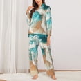 thumbnail image 2 of Fotbe Ocean Wave Crash Conjunto de Pijama de Manga Larga para Mujer con Estampado, Ropa de Dormir de 2 Piezas, Conjunto de Casa Suave y Cómodo con Bolsillos-Large, 2 of 7