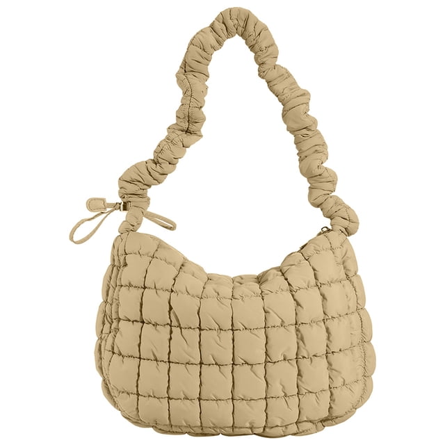 Bolso Axila con Chaleco Femenino WDOplteas Burbujas Plisadas Caqui