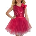 thumbnail image 4 of HXWCHs Robe en Tulle Filles Couleur Unie Sans Manches Robe de Soirée avec Col Rond et Jupe Fluide pour Spectacles Vin 8-10 Ans, 4 of 5