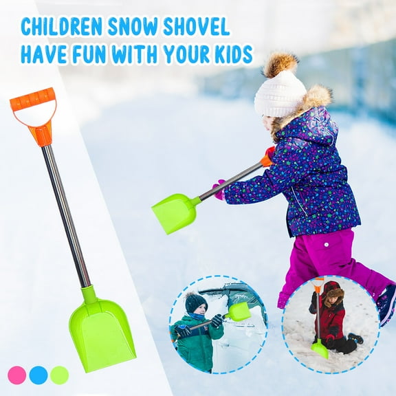 YujiCraft Snow Shovel with Stainless Steel Handle, 18.5 inch Beach and Snow Shovel for Outdoor Use, Durable Sand and Winter Tool, 1PC,Fluorescent green