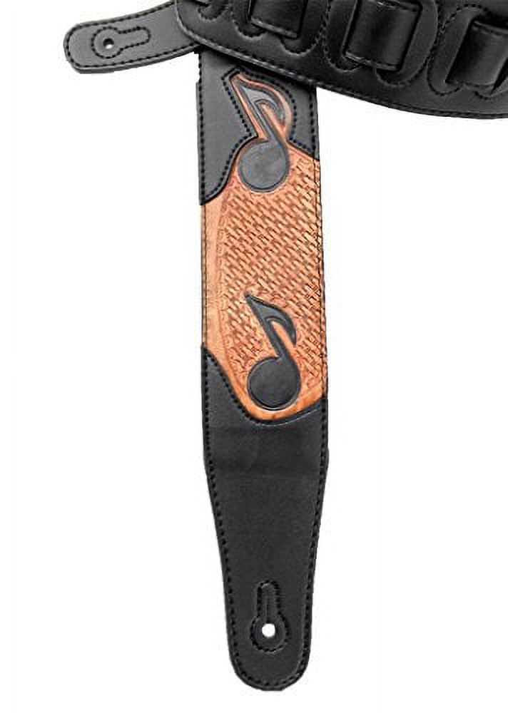 Walker & Williams CVG-83 Padded Leather Guitar Strap Hand Tooled Musical Notes
