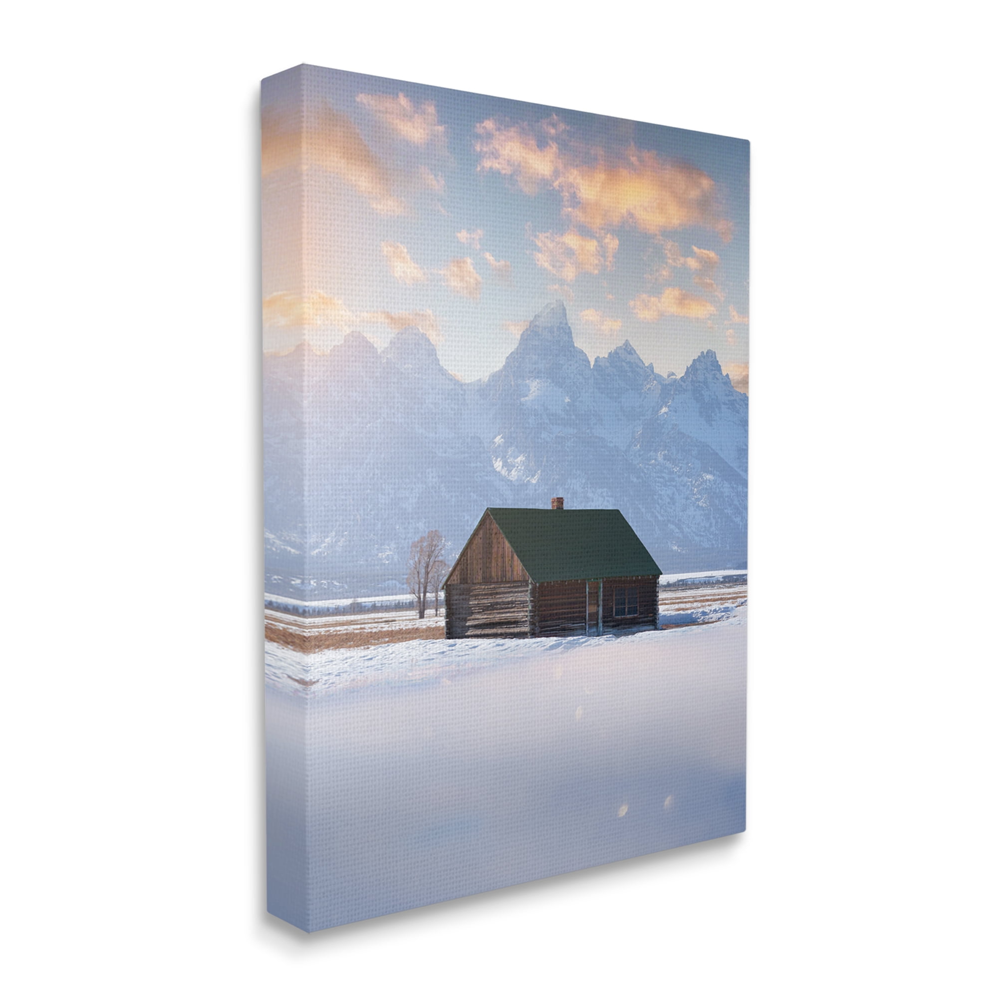Stupell Industries Snowy Winter Cabin Landscape Photography Gallery Wrapped Canvas Art Print Wall Art, 30 x 40