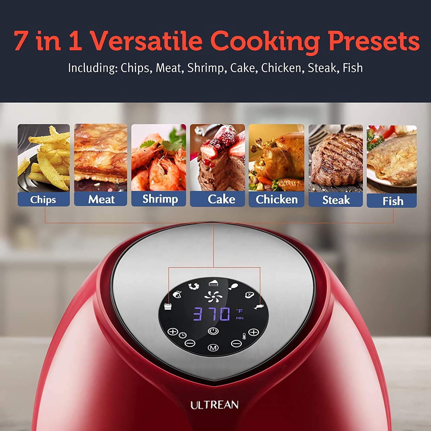  ULTREAN 5.8 Quart Air Fryer, Large Family Size Electric Hot Air  Fryers Oilless Cooker