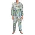 thumbnail image 3 of Naloa Vintage Rose1 Men’s Pajamas Set - Long Sleeve Button Down Sleep Shirt and Pajama Bottoms Sleepwear Set-Medium, 3 of 7
