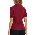 thumbnail image 3 of CAMISA DE MUJER CON CUELLO INSPIRE CHIC, CON BOTONES EN LA PARTE FRONTAL Y MANGAS CORTAS, TAMAÑO XL, COLOR ROJO VINO, 3 of 5