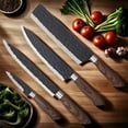 thumbnail image 2 of 6pcs Professional Black Chef Knife Set, Stainless Steel Kitchen Knife Set, Forged Kitchen Knife with High Carbon Stainless Steel, Premium Wood Grain Design Handle Cutlery Ergonomic, 2 of 10