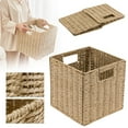 thumbnail image 2 of Wicker Storage Baskets,Hand-Woven Water Hyacinth Baskets,Foldable Decorative Baskets with Handles,Natural Seagrass Organizing Bins For Shelves, Pantry, Laundry, Organizing, 2 of 7