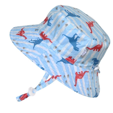 Jan & Jul Baby Boy Quick Dry Sun Hat 50 UPF, Adjustable, Stay-on Tie ( S: 0 - 6m, Dinosaur )