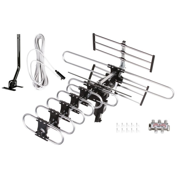 Five Star. 200 Mlie Long Range Remote Outdoor Antenna 360 Degree Rotation with Installation Kit and Mounting Pole