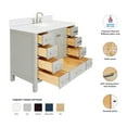 thumbnail image 3 of ARIEL Cambridge 42 Inch Grey Bathroom Vanity with Sink, Solid Wood, Carrara White Quartz Countertop, 1.5-Inch Edge, Single Rectangular Undermount Sink, 2 Soft Closing Doors, 9 Drawers, 3 of 8