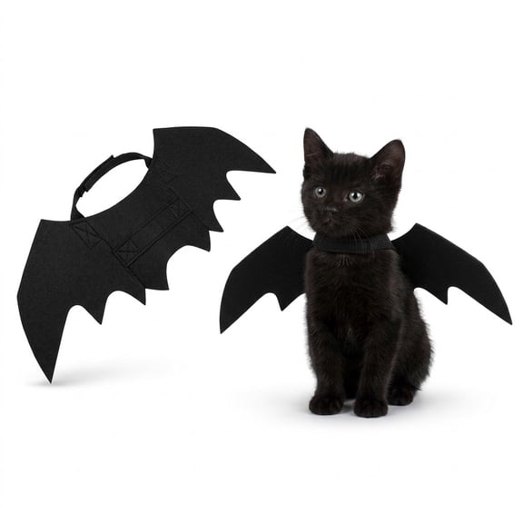 Pet Bat Wings Costume for Cats and Small Dogs Halloween Apparel with Adjustable Hook and Loop Straps for Cosplay Party