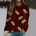 thumbnail image 2 of JIAYUE Women Crew Neck Sweatshirt Long Sleeve Print Glitter Football Pattern Casual Pullover Top For Daily Walking Outdoor Activities Sports Watching Relaxed Wear, 2 of 5