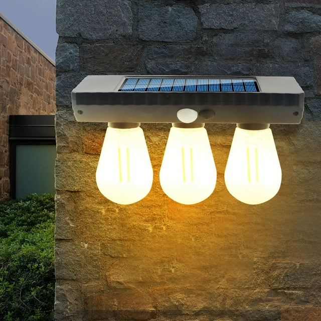 CBHVNT Solar Outdoor Wall Lights Tungsten Filament Bulb IP65 Waterproof Motion Sensor LED