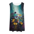 thumbnail image 4 of XUNKUSGA Débardeurs Grande Taille pour Femmes Été Sans Manches Tunique Col Rond Décontracté T-Shirts Amples pour Femmes Mode Été Tunique Plissée Florale blouses,3TG,Bleu, 4 of 6