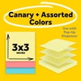 thumbnail image 3 of Post-it Dispenser Pop-up Notes Value Pack, 3 in x 3 in, Canary Yellow, 14 Pads + 4 Assorted Color Pads, 3 of 15
