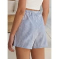 thumbnail image 5 of ANRABESS Boxer Shorts for Women Gingham Plaid Drawstring Lounge Shorts with Pockets, Elastic Waist Summer Pajama Beach Shorts Blue White Stripe Medium, 5 of 9