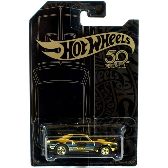 Hot Wheels 2018 50th Anniversary Black & Gold Series '67 Camaro Chase 1/64 Scale Diecast Model Car