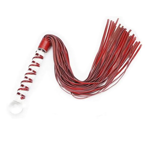 Red Stripe Crystal Glass Body Massager Personal Massage Wand Leather rope