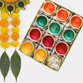 thumbnail image 2 of Export Store Clay Diya for Diwali/ Fancy Diya for Diwali/ Handmade Designer Terracotta Clay Diyas for Lighting Decor Multi Colour Diya with Wicks. (Pack of 12), 2 of 4