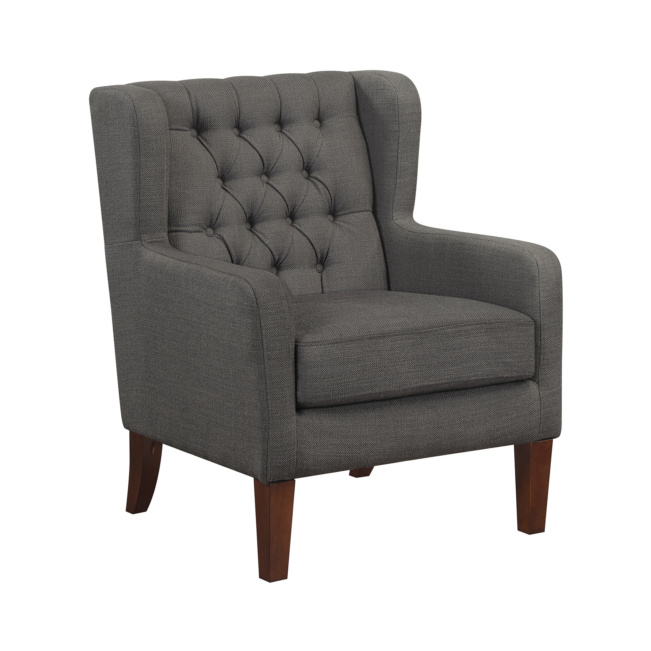 OakvillePark Varen Textured Fabric Buttom-Tufted Wing Back Accent Chair, Dark Gray