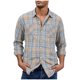 thumbnail image 1 of pstuiky camisas de hombre de manga larga, Camisa de manga larga a cuadros con botones para hombre, informal y de moda, con solapa. Camisa de manga larga con solapa para hombre. top de hombre m, 1 of 2