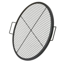 KFFKFF Cross-Marks Grill Grate for Fire Pit, Circular Cookware, Robust Steel BBQ Grill Grid with Handle and Support Cross Wire, Mobile Outdoor Cooking Equipment for Social Events, 30 Inch, Black
