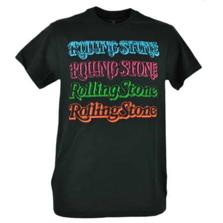 Magazine T-shirt - Rolling Stone Color Repeat Tshirt Black Famous Music Magazine Graphic Tee XLarge