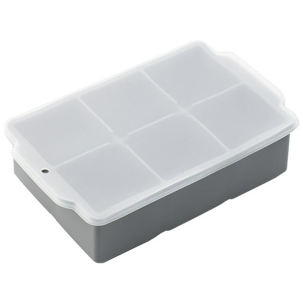 pstuiky Moldes de silicona para cubitos de hielo con tapa, 6 compartimentos, cubitos de hielo grandes, caja para mezclar whisky y hacer hielo, moldes de silicona para desmoldar fácilmente.