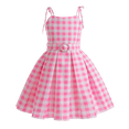 thumbnail image 3 of Disfraz de Barbi de película para niñas, vestido rosa a cuadros, ropa de fiesta para Halloween, Carnaval, 3 a 10 años, 2023, 3 of 4