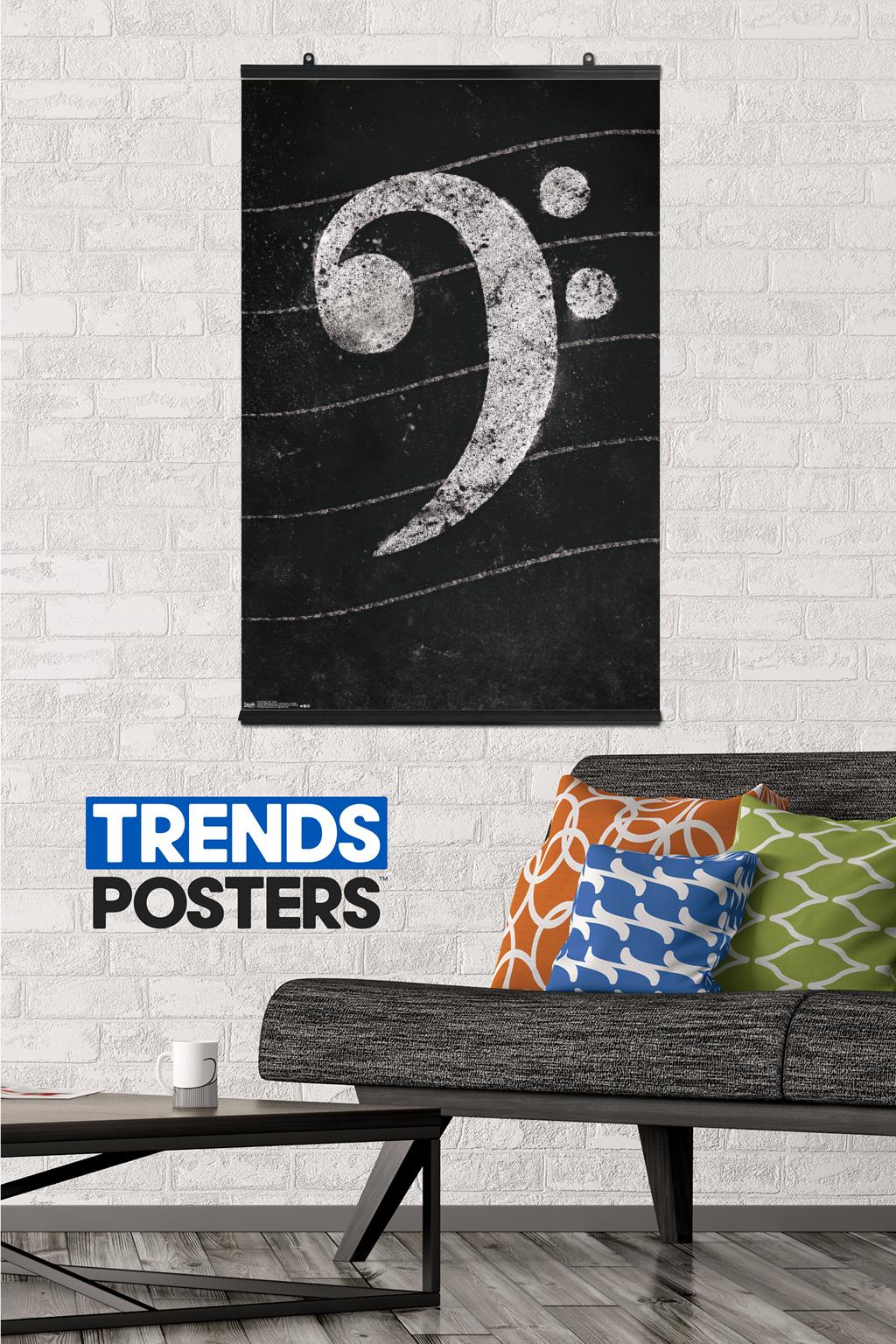 Bass Clef - Chalk Wall Poster, 22.375" x 34"